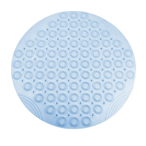 Round Non-Slip Bathroom Shower Mat - 21.65in Massage Floor Mat with Drainage Holes, TPR Rubber Waterproof Bathtub Mat for Yoga/Entryway (Gray)