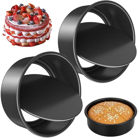 Round Non-Stick Cake Pan Set (8 Inch - 2 Pack), Removable Bottom for Quick Release, Even Heating Baking Pans Ideal for Celebrations & Family Gatherings