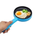 Round Non-Stick Mini Frying Pan Electric Skillet Blue 450W W/ Wooden ...