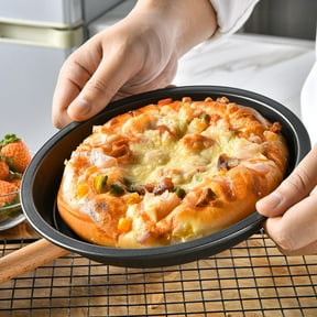 Round Nonstick Pizza Pan,Carbon Steel Baking Oven Tray,Microwave Crisper Pan, Cookware Crispy Plate Fry Pan for Cooking Pizza Cake Fish Chicken,Multiple Size Available