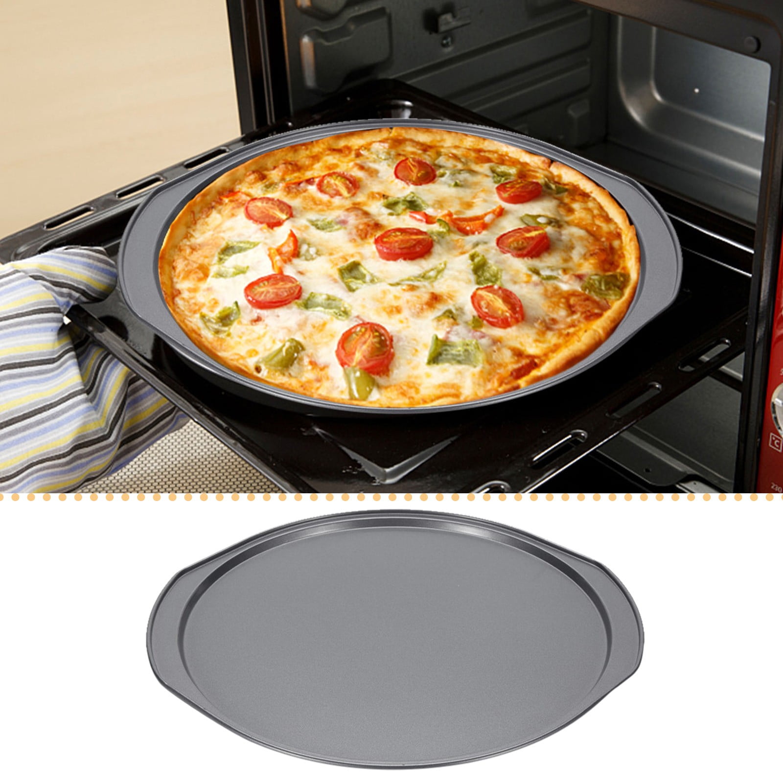 Round Nonstick Steel Pizza Pan Gray Broiler Pan for Ovens Non Stick Cookie Sheets for Baking