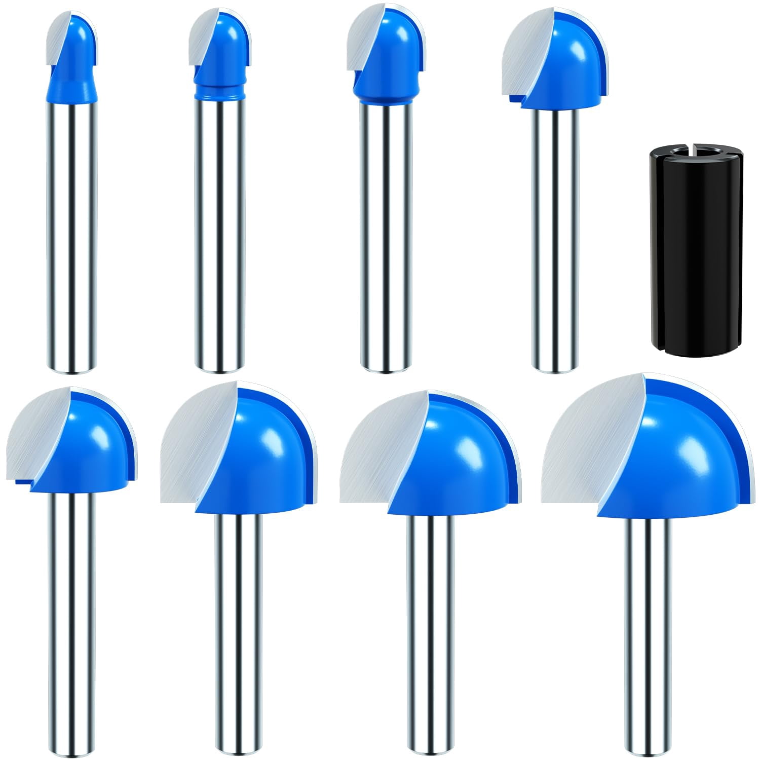 Breads Router Round Nose Cove Router Bit Set 8 Piece Carbide Woodworking Tool ...