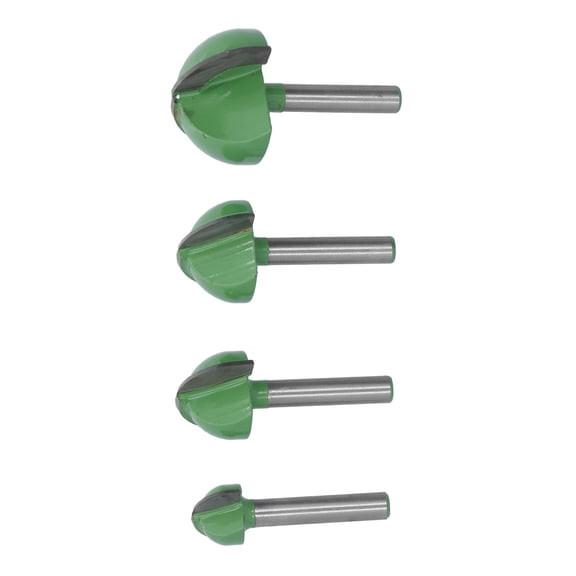 Round Nose Router Bits for Wood - 4 Piece Set - Tungsten Steel - 32mm, 25mm, 22mm, 16mm