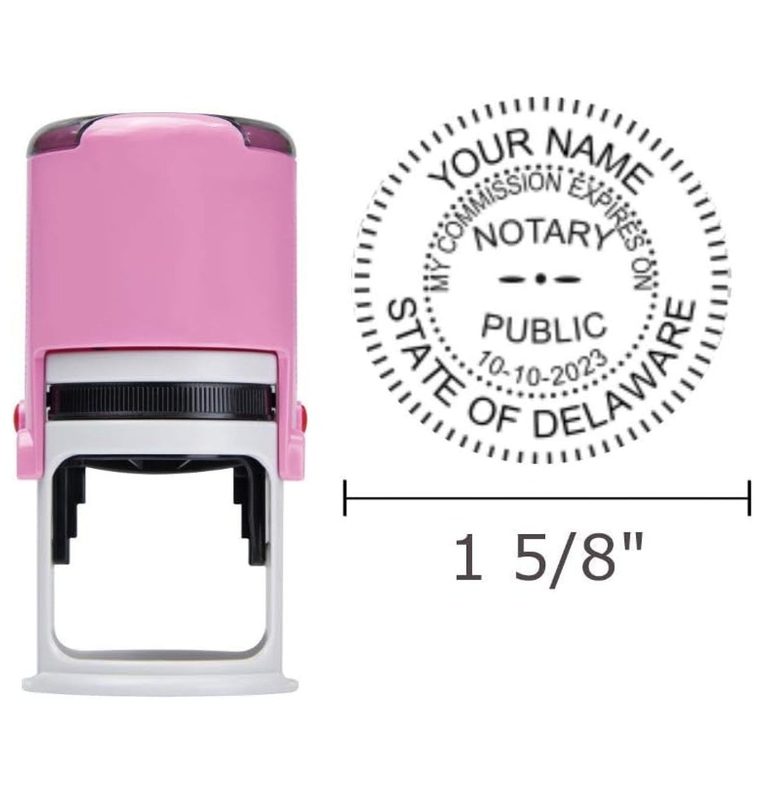 Round Notary Stamp for State of Delaware Self Inking Unit Shiny Printer R542 with Unique