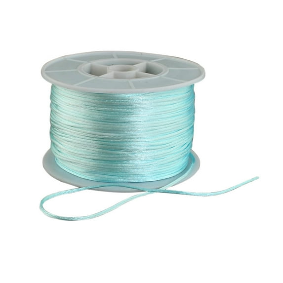 Round Nylon Thread Rattail Satin Cord for Chinese Knot Making Pale Turquoise 1mm 100yards/roll