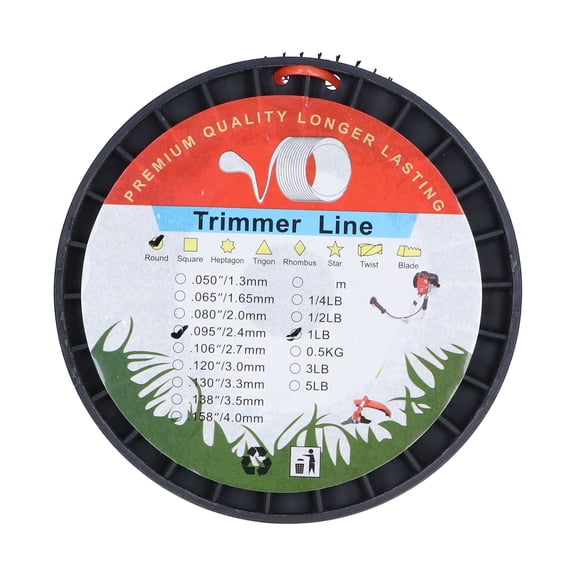 Round Nylon Trimmer Line Cord 2.4mm Diameter 1lb Roll with Fixed Spool for Lawn Mower Eater 2.4mm 1LB nylon Yard Garden