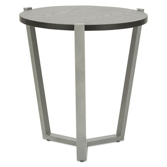Round Occasional Corner Table, 21 1/4 Dia X 22 3/4h, Black/silver