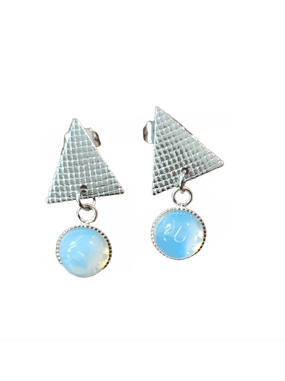Round Opalite Silver Earrings ROSE
