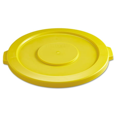Rubbermaid Commercial FG263100YEL 22.25 in. BRUTE Self-Draining Flat Top Lids for 32 gal. Round BRUTE Containers - Yellow