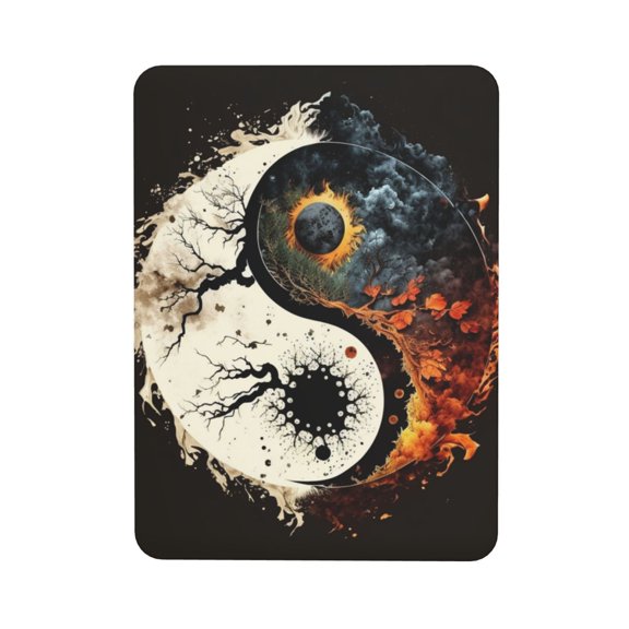 Round Oriental Symbol Burning Rectangular Refrigerator Magnet, Soft Magnetic Fridge Magnet for Home, Office, Locker Decor