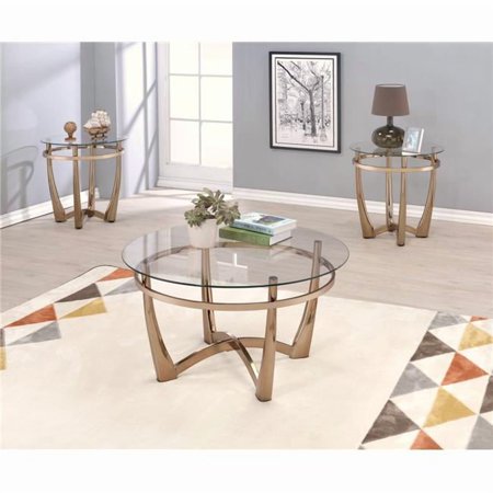 Round Orlando II Coffee Table - Champagne & Clear Glass