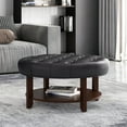 thumbnail image 1 of Round Ottoman,Black Pu Furniture Bedroom Benches Stools, 1 of 1