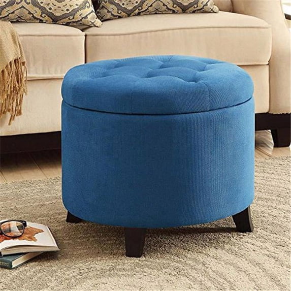 Round Ottoman - Blue