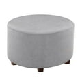 thumbnail image 1 of Round Ottoman Cover, Footstool Protector Covers Stretch Ottoman Slipcovers Plaid Storage Ottoman Slipcover Removable Washable for Dogs -Teal-Medium, 1 of 7