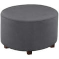 thumbnail image 1 of Round Ottoman Cover, Stretch Footstool Protector Covers Storage Stool Ottoman Slipcovers Jacquard Ottoman Cover with Elastic Bottom Washable Furniture Protector-Dark gray-Medium, 1 of 7