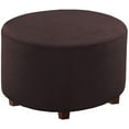 thumbnail image 1 of Round Ottoman Cover, Stretch Footstool Protector Covers Storage Stool Ottoman Slipcovers Jacquard Ottoman Cover with Elastic Bottom Washable Furniture Protector-brown-X-Large, 1 of 7