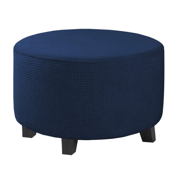 Round Ottoman Cover, Stretch Ottoman Slipcover Round Ottoman Storage Cover Folding Stool Covers Furniture Protector Covers, Fit Dia 20" - 23" (Navy Blue, Medium)