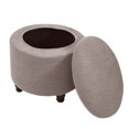 thumbnail image 1 of Round Ottoman Cover Stretch Storage Round Ottoman Slipcover Jacquard Folding Storage Round Ottoman Cover Footrest Stool Slipcover Footstool Protector Cover with Elastic Bottom greyish brown, 1 of 6