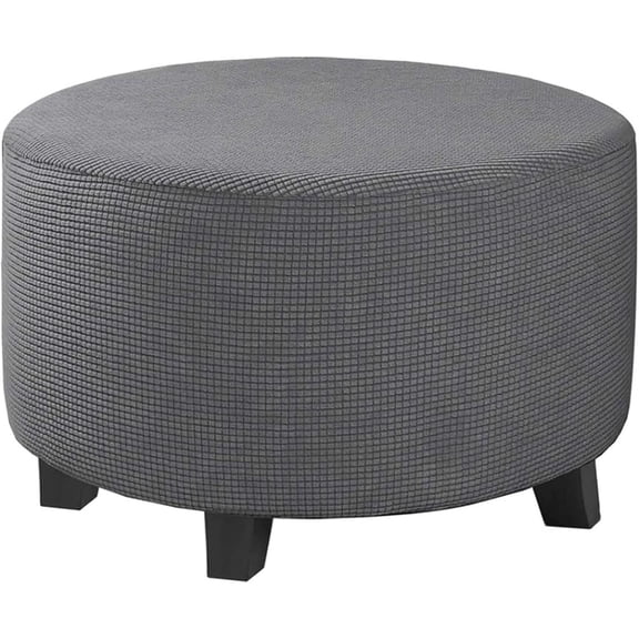 Round Ottoman Covers Slipcover Stretch 24 30 36 28 in - Small/Large/Extra Large Stool Covers Slipcovers Footstool Protector Covers with Elastic Bottom(Dark Grey,41" D x 41" W x 18" H)