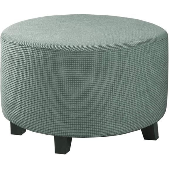 Round Ottoman Covers Slipcover Stretch 24 30 36 28 in - Small/Large/Extra Large Stool Covers Slipcovers Footstool Protector Covers with Elastic Bottom(Green,23" D x 23" W x 18" H)