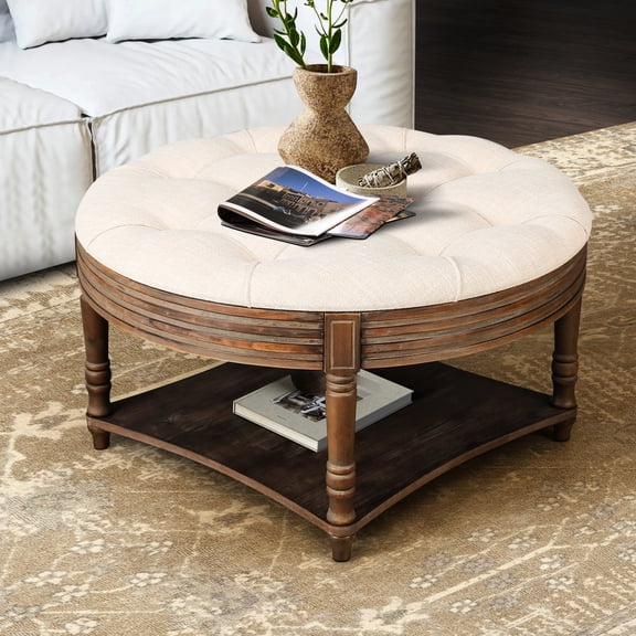 Round Ottoman - Dual Storage and Elegant Color - Living Room - Beautiful Home Decoration