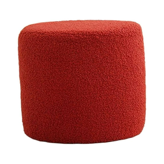 Round Ottoman Foot Rest Stool Non Slip Footstool Bench Padded Seat Decorative Sofa Stool for Sturdy Room, Living Room, Apartment, Bedside red