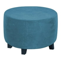 Round Ottoman Footrest Covers for Diameter 48-55 Peacock blue