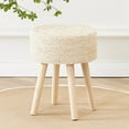 thumbnail image 1 of Round Ottoman Footstool Natural Seagrass Foot Stool Pouf Ottomans with Solid Wood Legs Hand Weave Hyacinth Footrest Step Stool for Living Room Balcony Garden Natural, 1 of 7