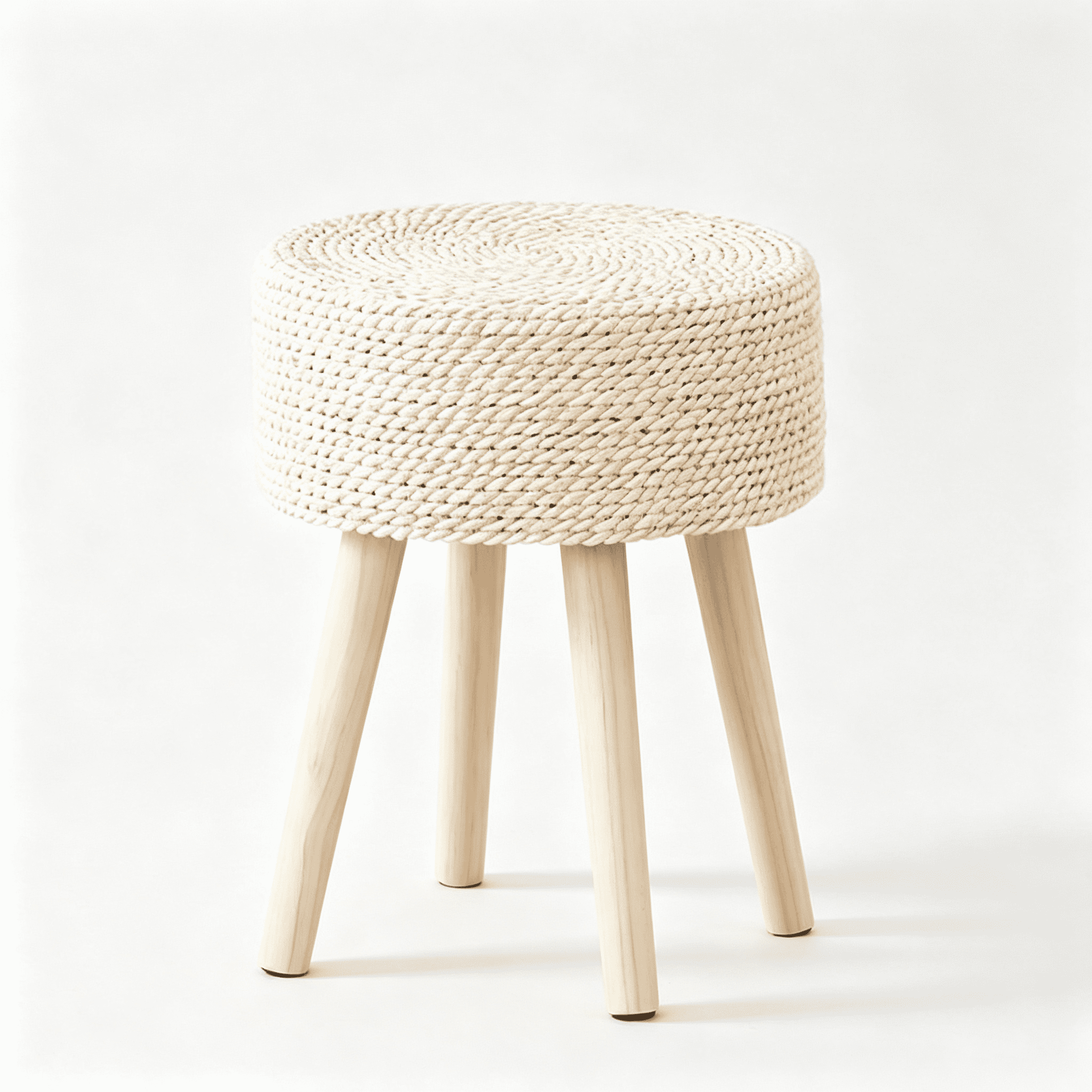 AsterOutdoor Foot Stool Pouf Round Ottoman Footstool Natural Seagrass with Solid Wood Legs Hand Weave Hyacinth Footrest Step Stool for Living Room Balcony