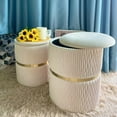 thumbnail image 1 of Round Ottoman Set of 2 with Storage Support 330lbs Soft Ottoman Foot Rest Gold Coffee Table for Living Room and Dressing Room, 1 of 7