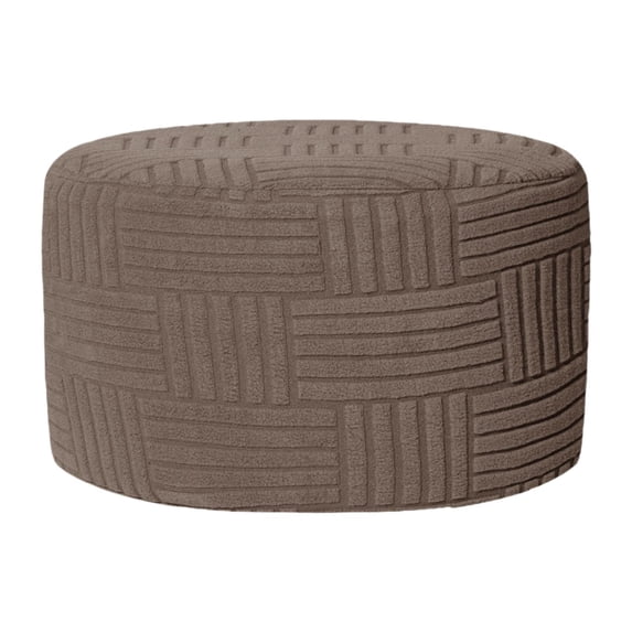 Round Ottoman Slipcover Stretch Ottoman Cover Elastic Footstool Protector Polyester for Living Room Bedroom