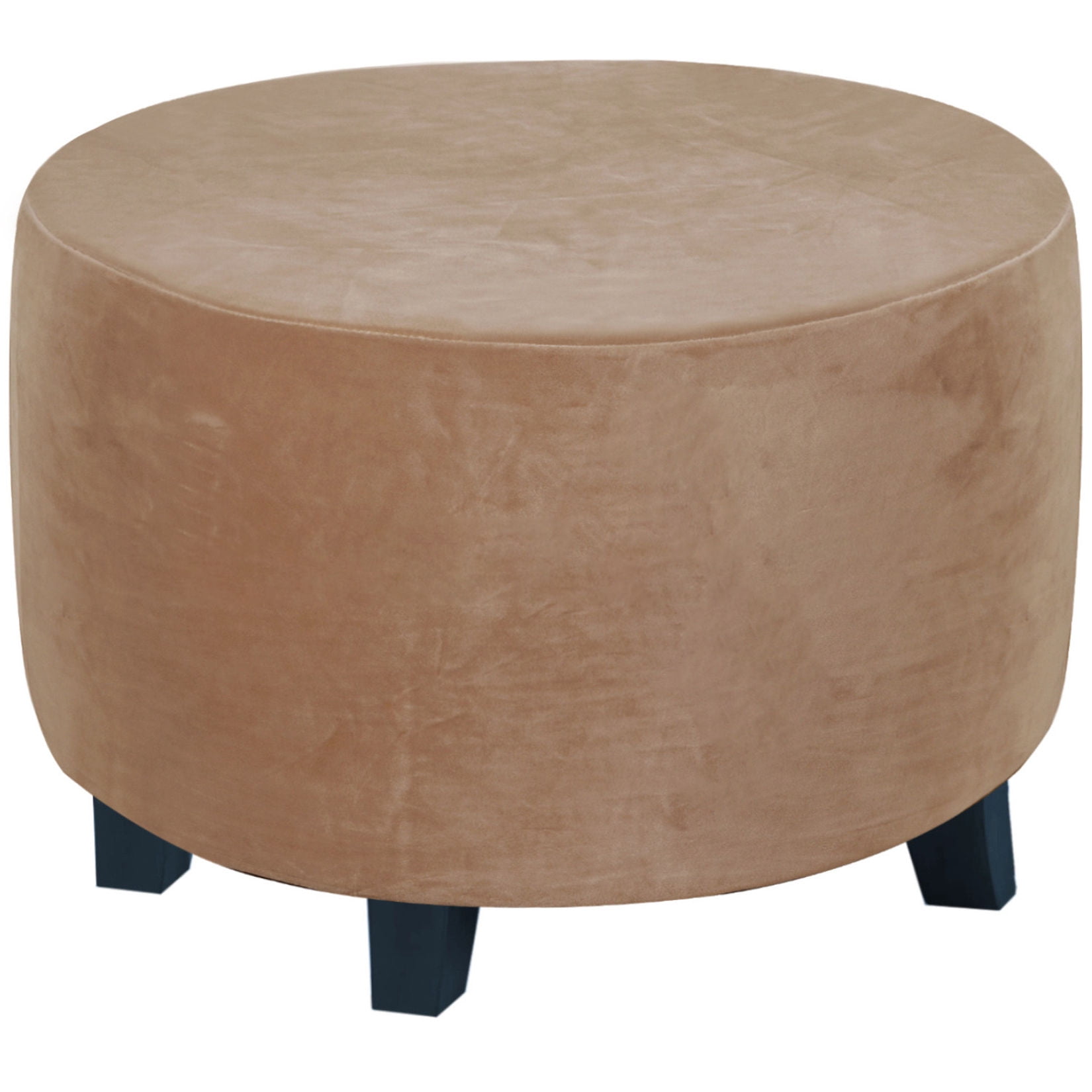 Round Ottoman Slipcovers Stretch Ottoman Cover, Soft Velvet Ottoman