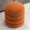 thumbnail image 1 of Round Ottoman Storage Box, Velvet Pouffe Footstool 18.5'' Padded Stool Seat, Wooden Frame Footrest Vanity Stool for Makeup Room Bedroom Living Room Balcony (Orange), 1 of 9