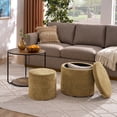 thumbnail image 1 of Round Ottoman with Storage Set of 2 with Coffee Table, 3 in 1 Combination Nesting Furniture Set, Boucle Upholstered Storage Ottoman, Vanity Stool, End Side Table Combo, Dark Yellow, 1 of 7