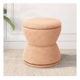 thumbnail image 1 of Round Ottoman with Storage, Swivel Boucle Ottoman Vanity Stool, Upholstered Footstool with Storage Removable Lid, Modern Round Footrest Coffee Table for Living Room, Dorm, Makeup Room, Coral, 1 of 8