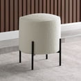 thumbnail image 1 of Round Ottoman Wrapped in Beige Faux Sheepskin / Provide a Soft and Inviting Surface, 1 of 2