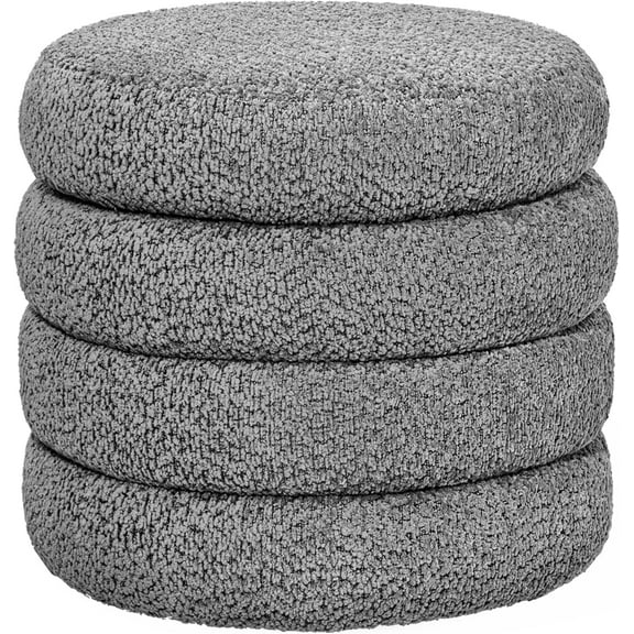 Round Ottoman with Storage, Upholstered Ottoman with Soft Padded Seat, Footrest Stool Ottoman Foot Stool for Makeup Living Room, Bedroom (Grey)