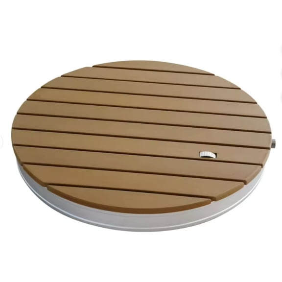 Round Outdoor Garden Shower Wpc Wood Plastic Composite Standing Floor Rinse Terrace Poolside Spa Style Patio Aluminum Knob Brown