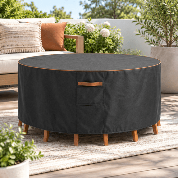 Seasonal Rounds Round Outdoor Pationiture Cover Heavy Duty 600d Waterproof For Table ...