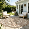 thumbnail image 1 of Round Outdoor Rug 6*6ft Waterproof Patio Plastic Straw Rug Collection Bohemia Reversible Outdoor Carpet for RV Camping Deck Balcony Graden Beach Boho Porch Decor,Beige, 1 of 11