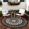 thumbnail image 1 of Round Outdoor Rugs 5ft Waterproof Patio Plastic Straw Rug Reversible Camping Carpet Lightweight Indoor Area Rug for Picnic RV Camping Balcony Graden Beach Boho Porch Decor,Black coffee, 1 of 9