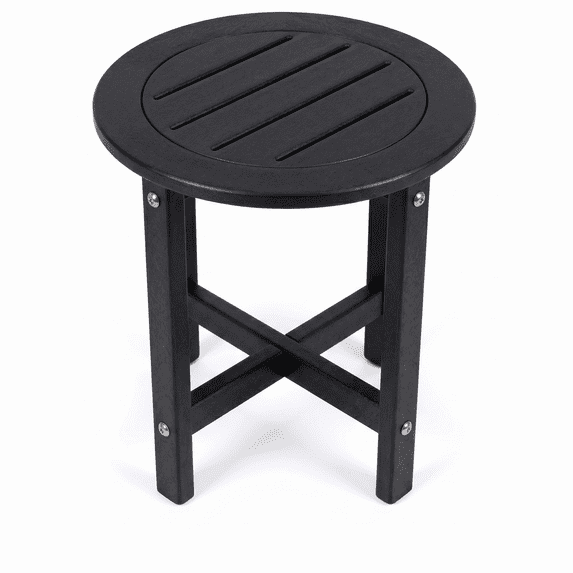 Round Outdoor Side Table, Patio Garden Stool Coffee End Table Nightstand for Small Spaces, Living Room, Front Porch, Poolside