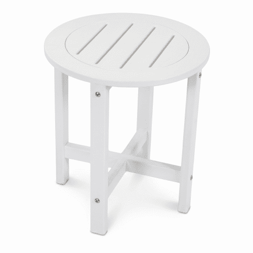 Round Outdoor Side Table, Patio Garden Stool Coffee End Table Nightstand for Small Spaces, Living Room, Front Porch, Poolside