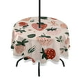 thumbnail image 1 of Round Outdoor Tablecloth 60 Inch Dining Table Cover with Lace Trim & Umbrella Hole for Outside Party Camping Cute Pinks Strawberries, 1 of 8