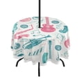 thumbnail image 1 of Round Outdoor Tablecloth 60 Inch Dining Table Cover with Lace Trim & Umbrella Hole for Outside Party Camping Musical Notes and Instruments, 1 of 8