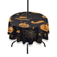 thumbnail image 1 of Round Outdoor Tablecloth 60 Inch Dining Table Cover with Lace Trim & Umbrella Hole for Outside Party Camping Pumpkins Halloween Pattern, 1 of 8
