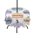 thumbnail image 1 of Round Outdoor Tablecloth 60 Inch Dining Table Cover with Lace Trim & Umbrella Hole for Outside Party Camping Pumpkins with Spooky Text, 1 of 8