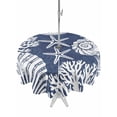 thumbnail image 1 of Round Outdoor Tablecloth with Umbrella Hole and Zipper 60 Inch, Navy Blue Starfish Coastal Waterproof Patio Table Cloth, Summer Coral Shell Beach Nautical Washable Picnic Table Cover for Camping, 1 of 7