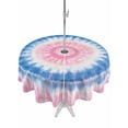 thumbnail image 1 of Round Outdoor Tablecloth With Umbrella Hole And Zipper– Abstract Ethnic Tie Dye Waterproof Patio Table Cover for Party, Picnic, Backyard, 60" Dia. , Pink Blue, 1 of 8