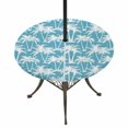 thumbnail image 1 of Round Outdoor Tablecloth with Umbrella Hole and Zipper, Aqua Blue Palm Tree Summer Tablecloth with Elastic Waterproof, Beach Tropical Coastal Patio Table Covers for 36" - 44" Picnic Pool Tables, 1 of 9